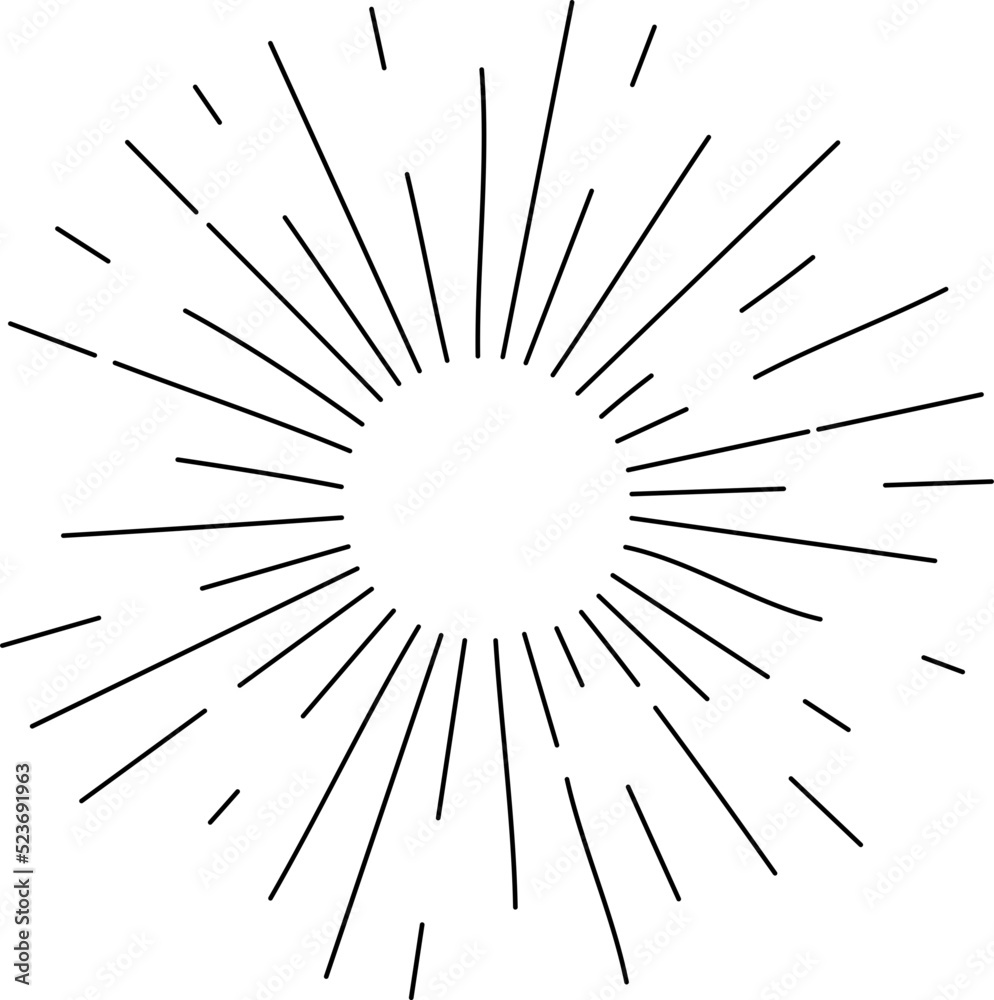Sun rays or sunshine linear drawing Sun rays or sunshine linear drawing