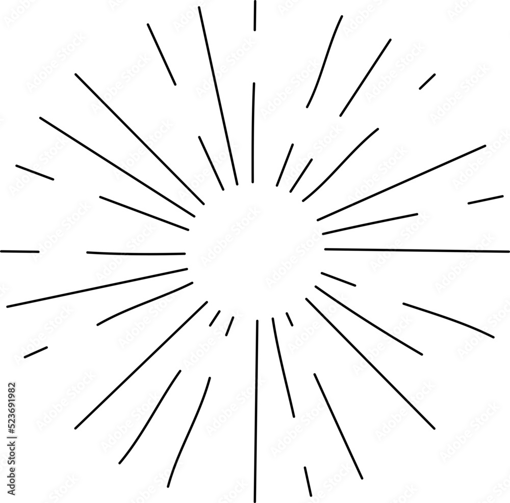 Obraz premium Sun rays or sunshine linear drawing