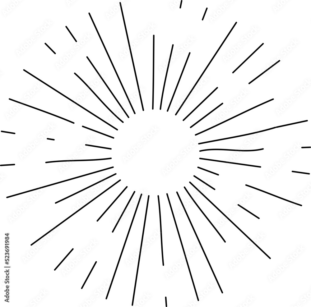Sun rays or sunshine linear drawing Sun rays or sunshine linear drawing