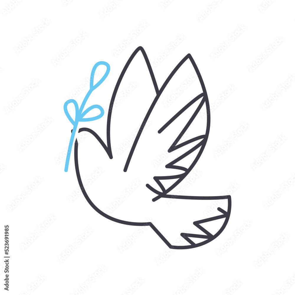 dove line icon, outline symbol, vector illustration, concept sign