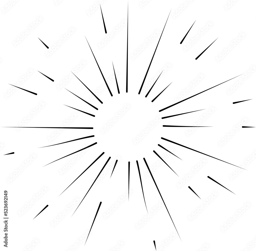 Obraz premium Sun rays or sunshine linear drawing