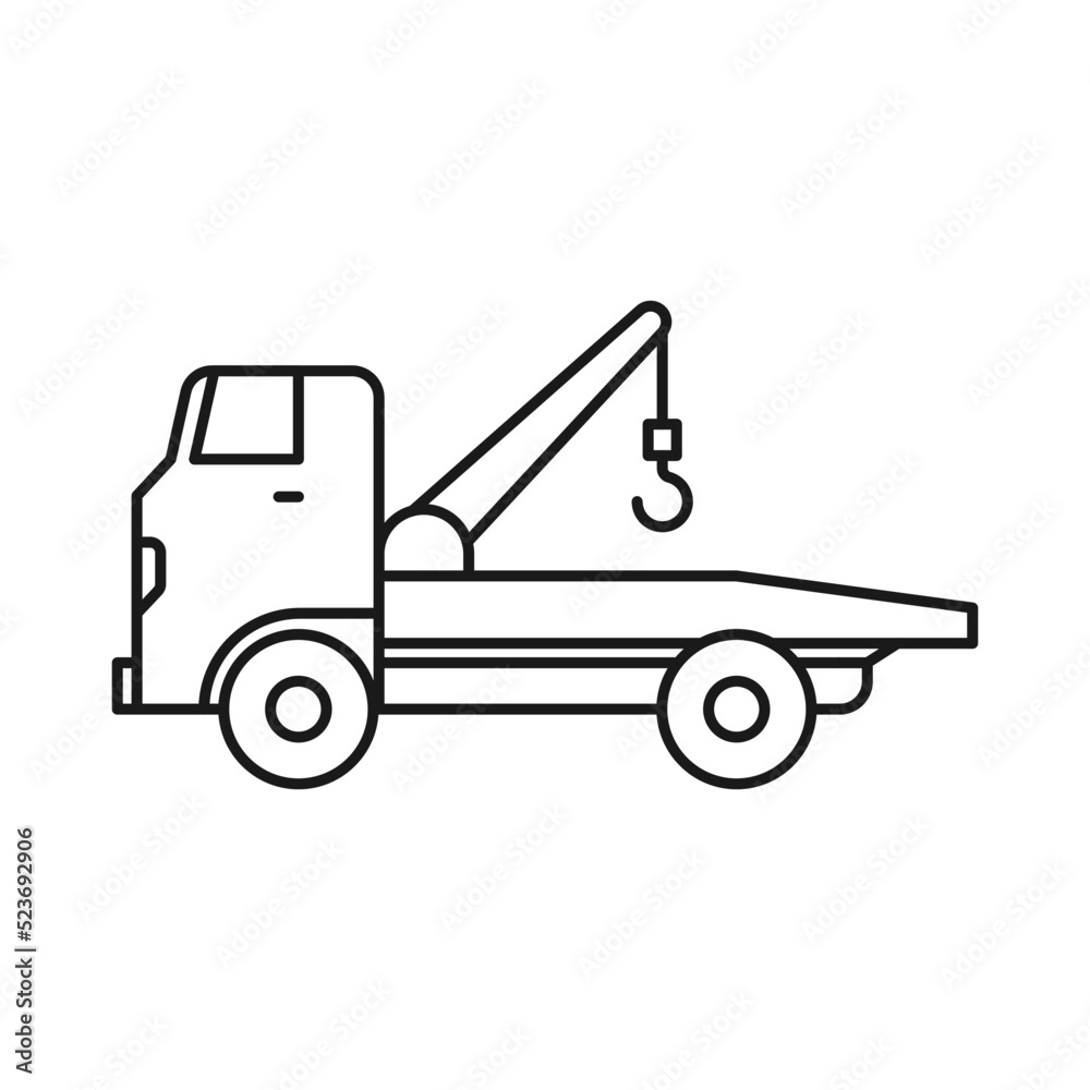 Towing Vehicle line art transport icon design template vector illustration