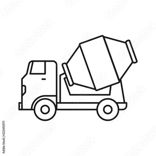 Concrete Mixer line art transport icon design template vector illustration