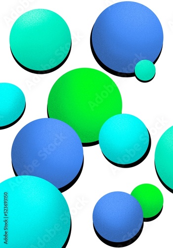 abstract illustration of blue and green round shapes on white background. modern geometric elements. notebook cover design.