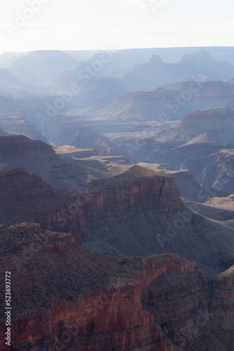 Desert Rocky Mountain American Landscape. Cloudy Sunny Sky. Grand Canyon National Park, Arizona, United States. Nature Background