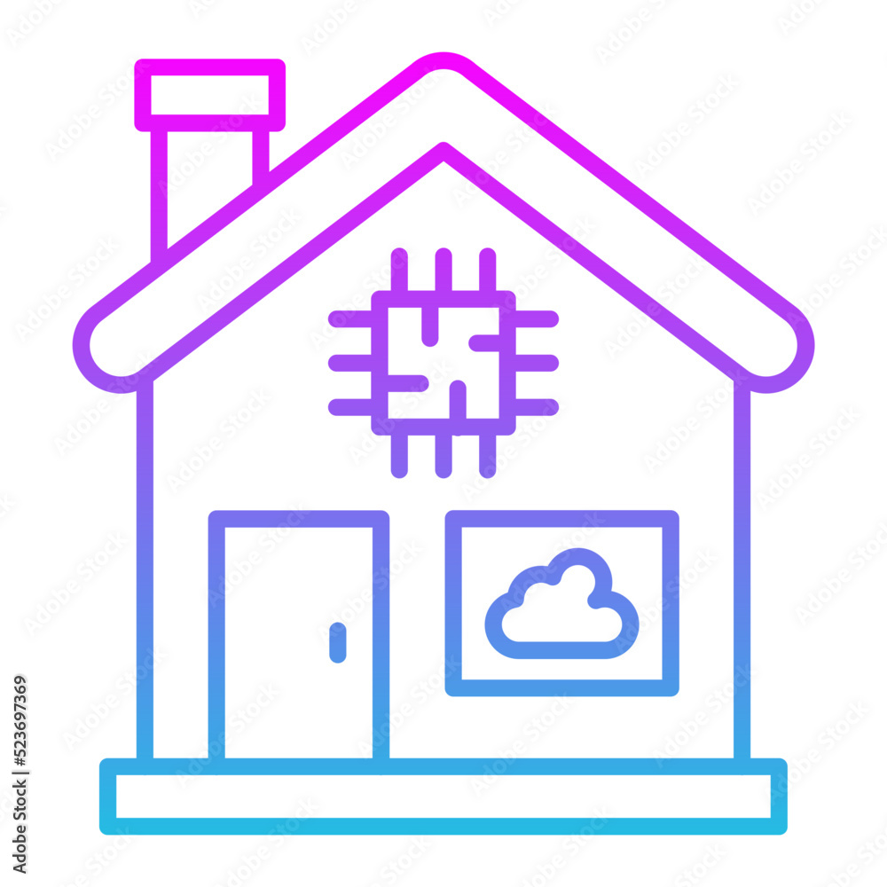 Smart House Line Gradient Icon