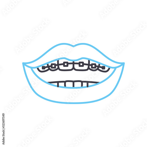 braces line icon, outline symbol, vector illustration, concept sign