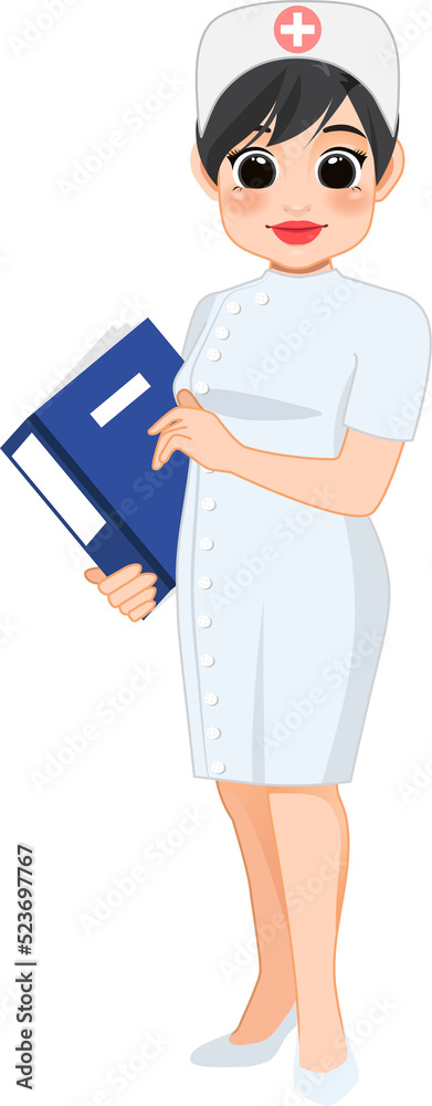 Obraz premium Cartoon character with professional nurse in smart uniform