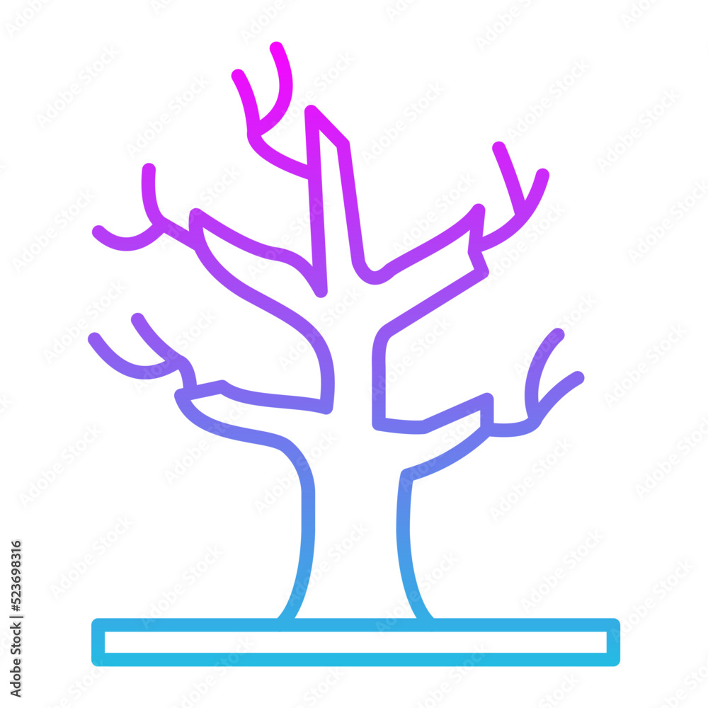 Dry Tree Line Gradient Icon Dry Tree Line Gradient Icon