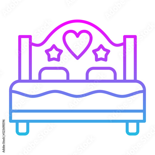 Double Bed Line Gradient Icon