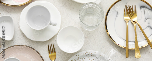 Set of stylish dinnerware a...