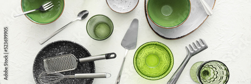 Set of kitchen utensils and...