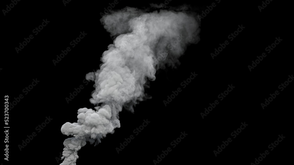 grey defilement smoke exhaust from power plant on black, isolated - industrial 3D illustration grey defilement smoke exhaust from power plant on black, isolated - industrial 3D illustration