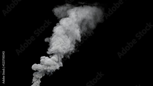 grey defilement smoke exhaust from power plant on black, isolated - industrial 3D illustration