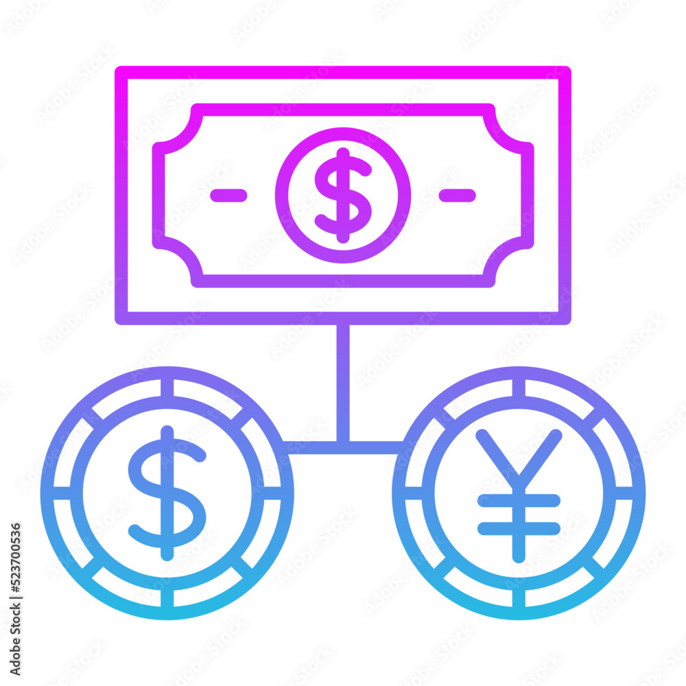 Money Exchange Line Gradient Icon Money Exchange Line Gradient Icon