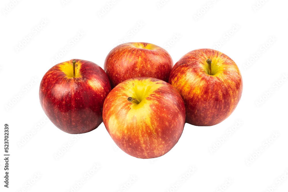 Organic Gala apples (Malus domestica) isolated on white background.Healthy Fruit Concept and Weight Loss. Organic Gala apples (Malus domestica) isolated on white background.Healthy Fruit Concept and Weight Loss.