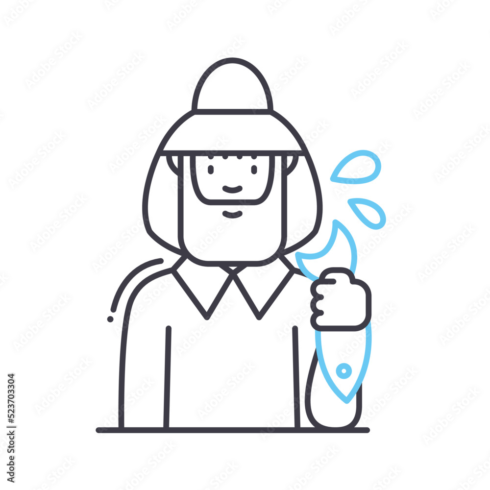 fisherman line icon, outline symbol, vector illustration, concept sign fisherman line icon, outline symbol, vector illustration, concept sign