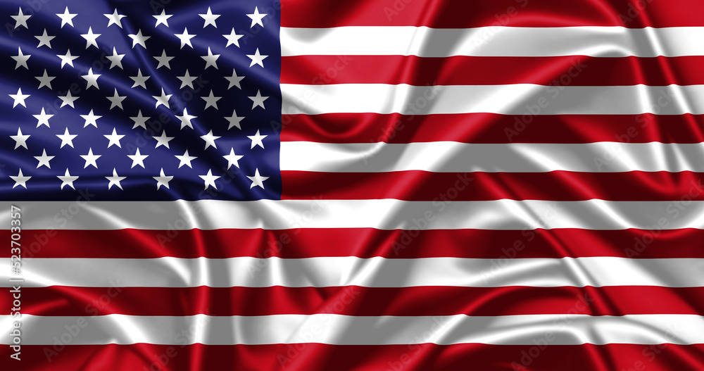 Naklejka premium USA waving flag close up satin texture background