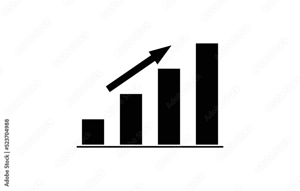 growing graph, bar chart, Flat icon isolated on the white background, flat design vector illustration. growing graph, bar chart, Flat icon isolated on the white background, flat design vector illustration.