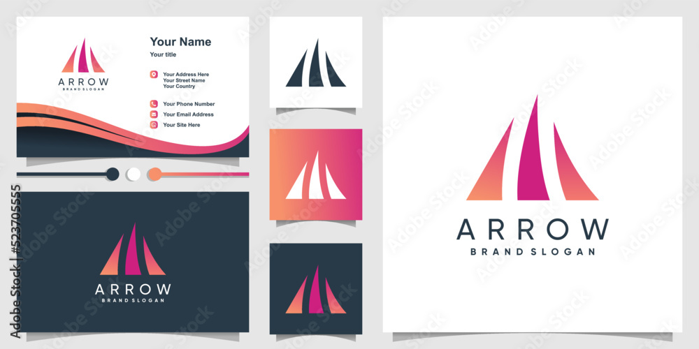 Arrow logo design vector with creative unique concept Arrow logo design vector with creative unique concept