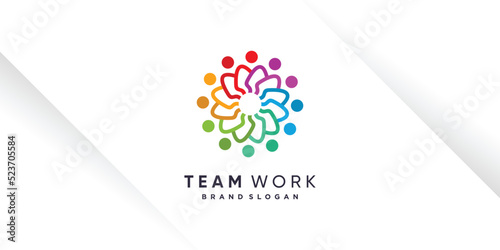 Team work logo design vector with unique style for charity, humanity, community or group