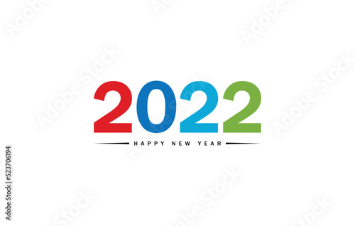 Happy New Year 2022 text design. for Brochure design template, card, banner. Vector illustration. Isolated on white background.