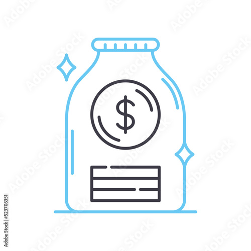 cash and funds line icon, outline symbol, vector illustration, concept sign
