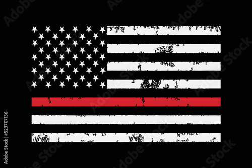 American Flag Red Line Design