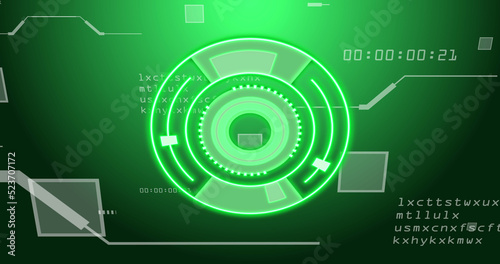 Image of scope scanning over data processing on black background