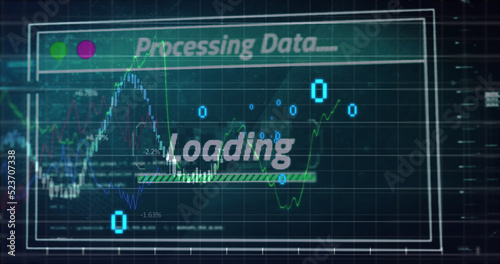 Image of data processing over black background