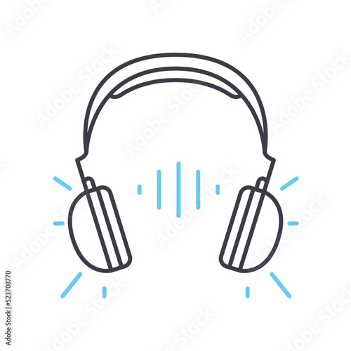 earphone line icon, outline symbol, vector illustration, concept sign