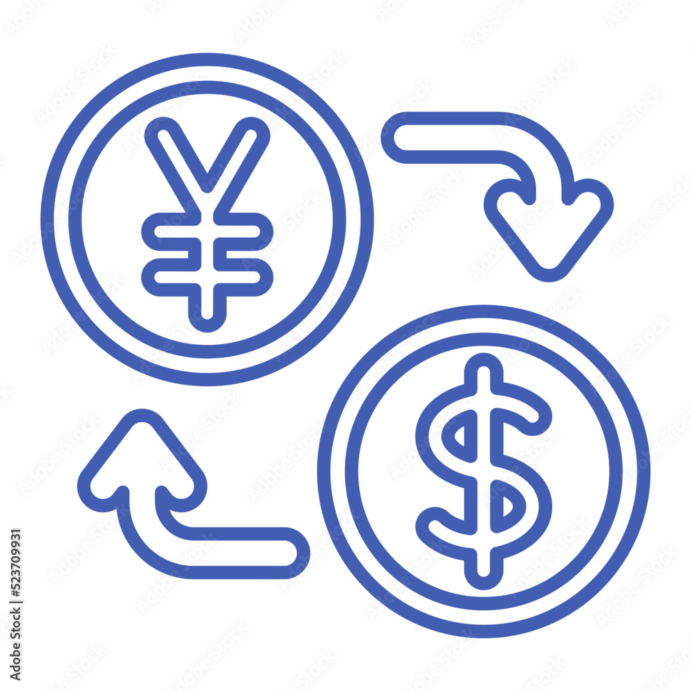 Currency Exchange Multicolor Line Icon Currency Exchange Multicolor Line Icon