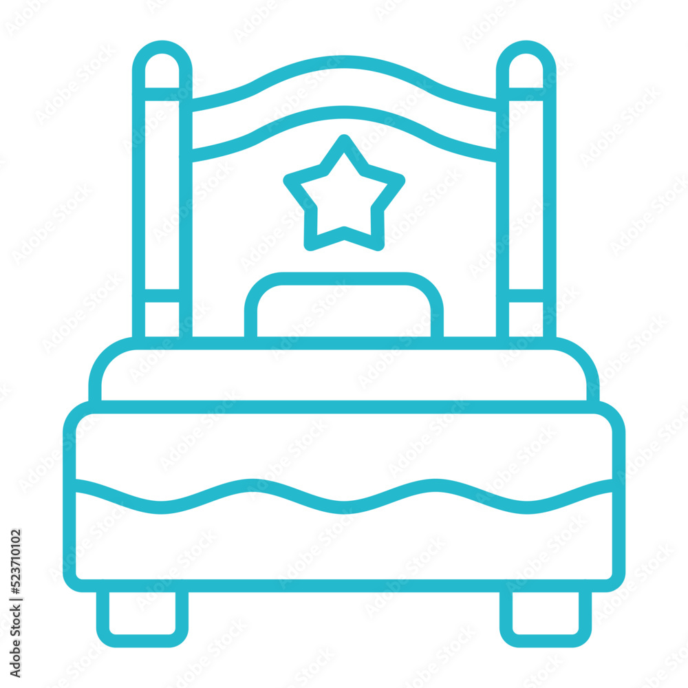 Single Bed Multicolor Line Icon Single Bed Multicolor Line Icon