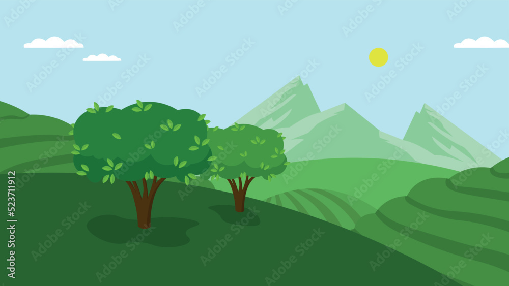 tea trees on the background of tea plantations tea trees on the background of tea plantations