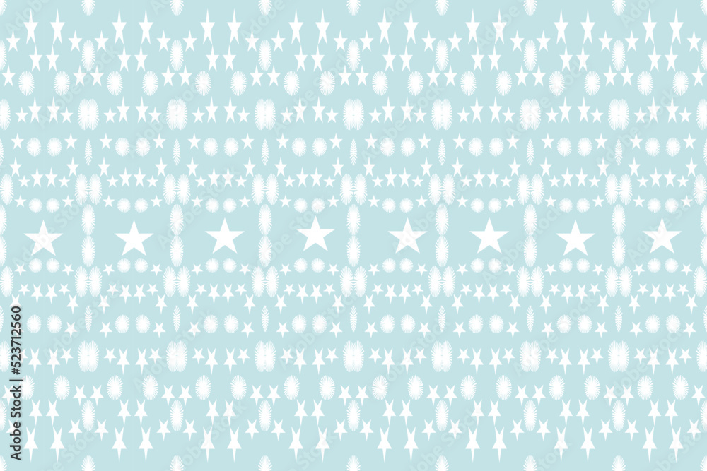 The decoration of white snowflakes and stars from geometric pattern on pastel background,celebration art design