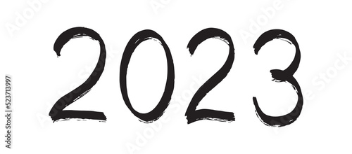 2023 - vector black ink number isolated on white background. digits 2023 brush stroke lettering. Hand drawn design element for calender, New Year cards.
