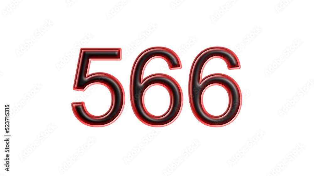 red 566 number 3d effect white background red 566 number 3d effect white background