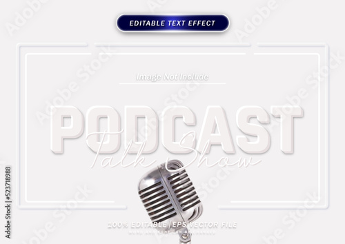 Podcast text style effect editable font with embossed