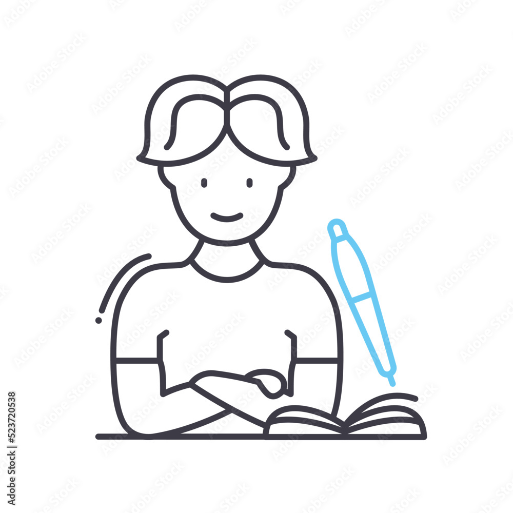 author line icon, outline symbol, vector illustration, concept sign author line icon, outline symbol, vector illustration, concept sign