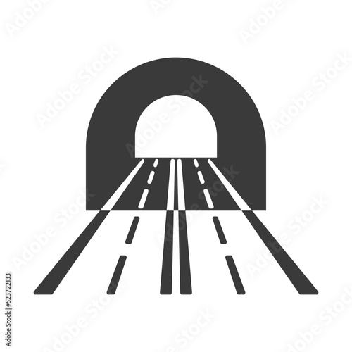 Road tunnel glyph icon isolated on white background.Vector illustration.