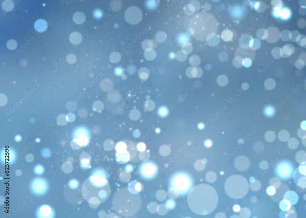 Blurred blue winter background with bokeh