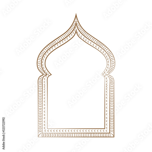 Window jharokha vector Illustration. Window architecture illustration. Line art arch Illustration. Rajasthani Jharokha vector.