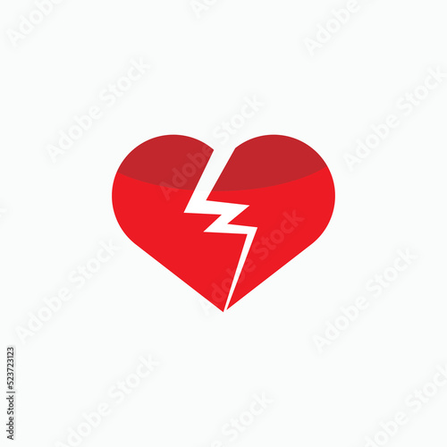 Break Heart Icon. Unloved Symbol - Vector.