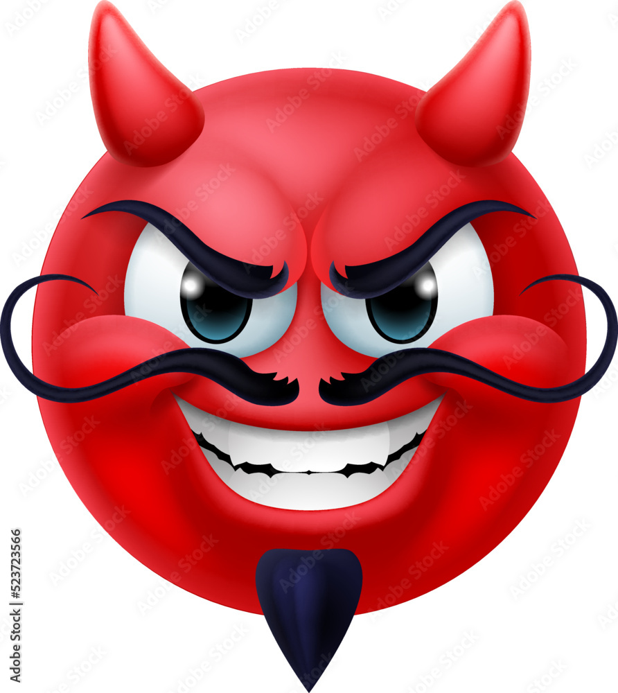 Devil Emoji Emoticon Man Face Cartoon Icon Mascot Stock Vector Adobe