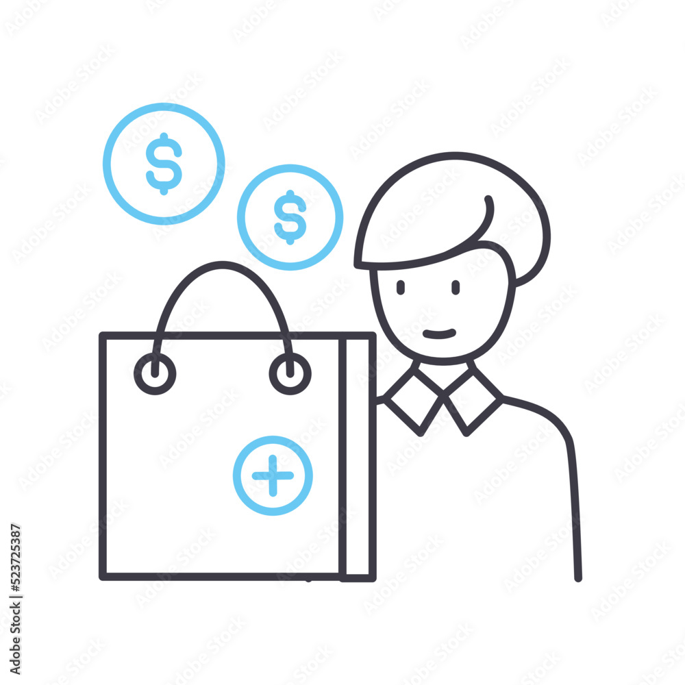 consumer behavior line icon, outline symbol, vector illustration, concept sign consumer behavior line icon, outline symbol, vector illustration, concept sign