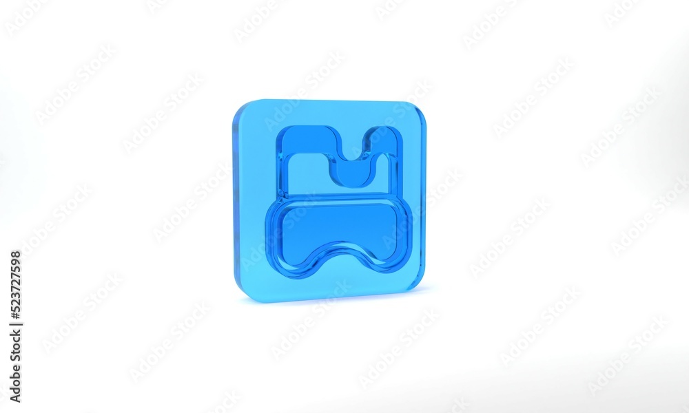 Blue Diving mask icon isolated on grey background. Extreme sport. Diving underwater equipment. Glass square button. 3d illustration 3D render Blue Diving mask icon isolated on grey background. Extreme sport. Diving underwater equipment. Glass square button. 3d illustration 3D render