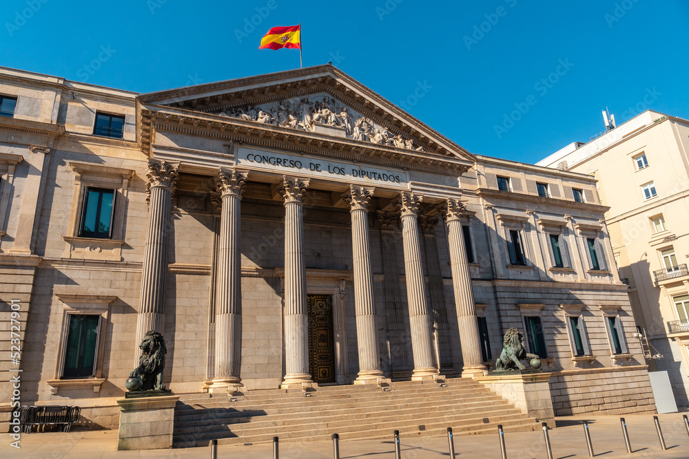 Fototapeta premium Madrid Congress of Deputies building without people, Spain