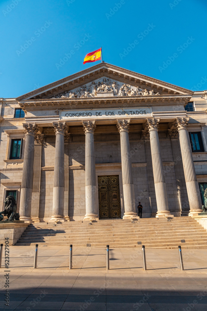 Obraz premium Building of the Congress of Deputies of Madrid without people, Spain, place of political decisions