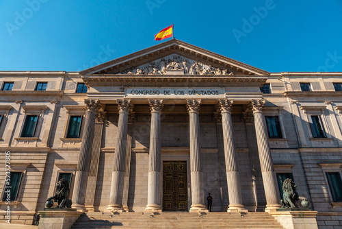 Building of the Congress of Deputies of Madrid without people, Spain, deputies, laws, politics photo