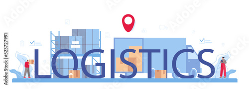 Logistics typographic header. Idea of transportation and distribution